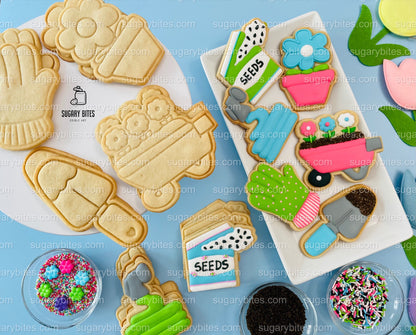 Gardening Cookie Decorating Kit, DIY Spring Sugar Cookie Decorating Kit, **INCLUDES 24 or 26 ITEMS**, (Large Cookies) with Deluxe Sprinkles!