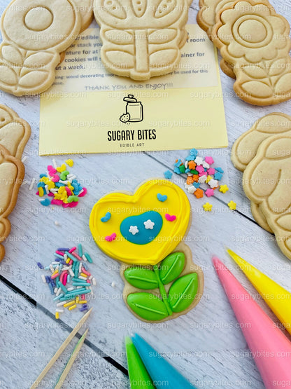 Flower Cookie Decorating Kit, DIY Flower Cookie Decorating Kit, Spring/Easter Diy cookie kit, **INCLUDES 24 ITEMS** (Large Cookies)