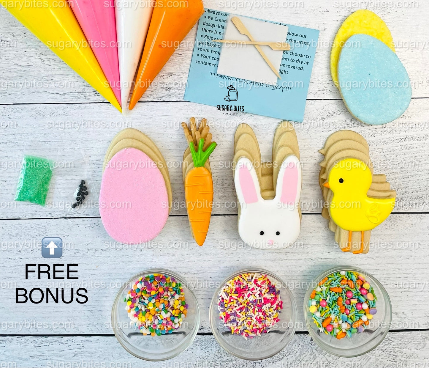 Easter Cookie Decorating Kit, Easter Spring DIY Sugar Cookie Kit, **INCLUDES 28 ITEMS**, (Large Cookies)… with Free Bonus!!!
