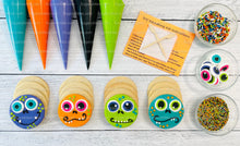 Load image into Gallery viewer, Halloween Cookie Decorating Kit, DIY Cookie Kit, (Large Cookies) ***INCLUDES 25 ITEMS***, Includes Deluxe Assorted Colors Icing Eyes!
