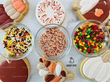 Fall Cookie Decorating Kit, ***INCLUDES 24 ITEMS*** Zoom Party Favors, Assorted Shaped Cookie Kit, (Large Cookies)