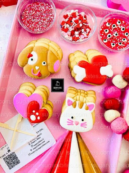 Valentine’s Day Cookie Decorating Kit, DIY Valentine’s Day Cookie Kit, **INCLUDES 24 ITEMS**(Large Cookies), Family Fun Treat,Valentine Gift