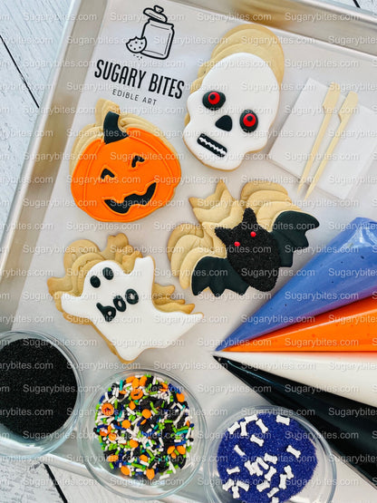 Halloween Cookie Decorating Kit, DIY Cookie Kit, (Large Cookies) ***INCLUDES 24 ITEMS*** With 4 Icing Bags & 3 Deluxe Sprinkle!