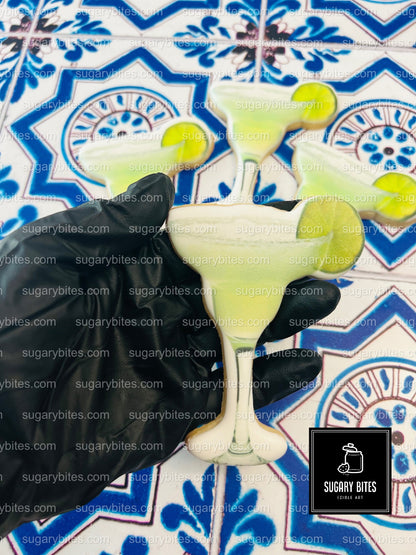 Fiesta Cookie Set (12 Iced and Printed Cookies), Margarita Cookies, Tequila Shot Cookies, Lime Cookies, and Tequila Bottle Cookies.