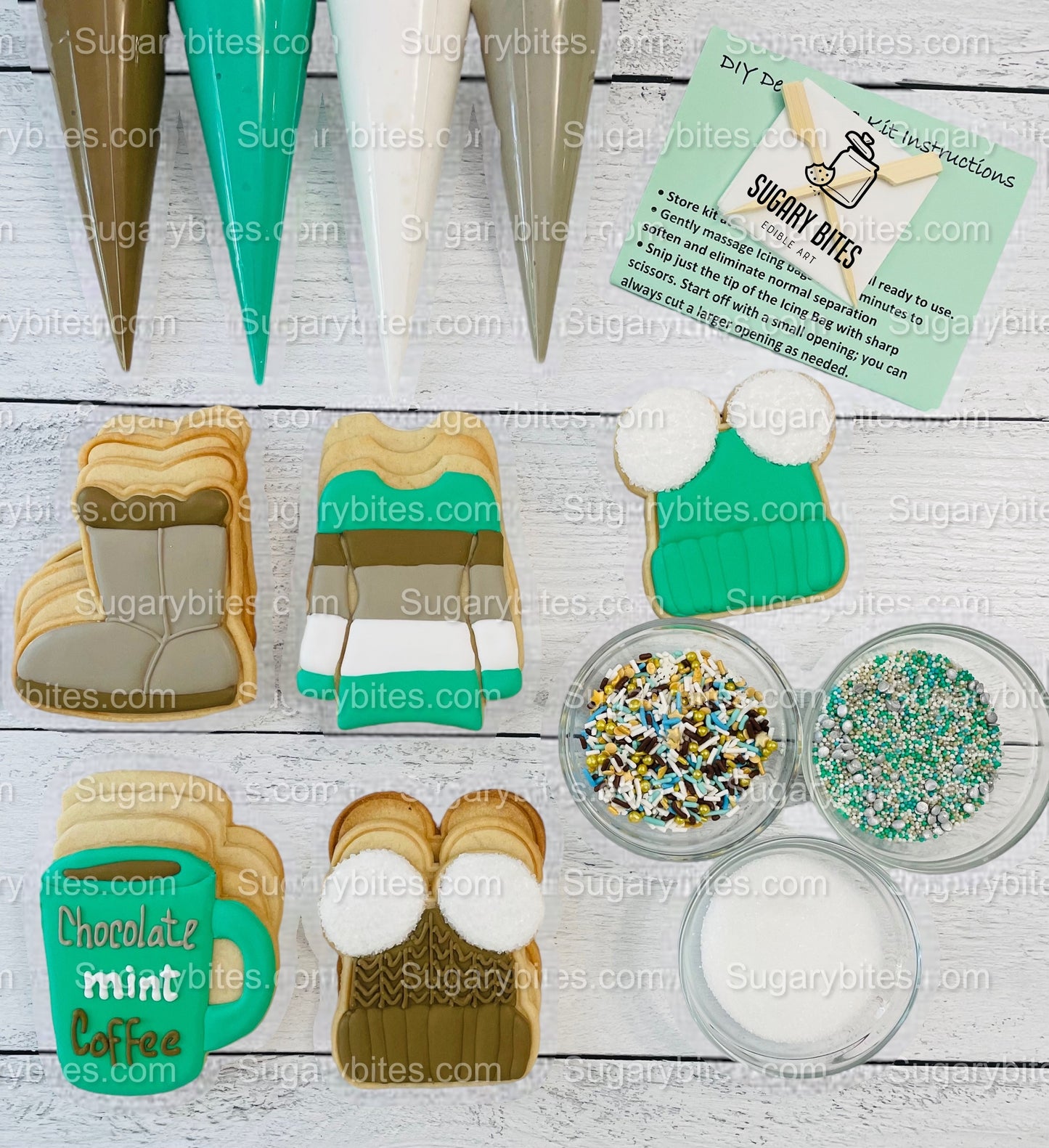 Winter Cookie Decorating Kit, Winter DIY Cookie Kit, (Large Cookies) ***INCLUDES 24 ITEMS*** With 4 Icing Bags & 3 Deluxe Sprinkle!!