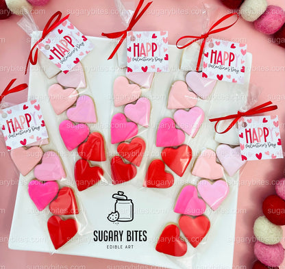 Valentines Day Mini Heart Cookie Packs, MINI Heart Sugar Cookies, Valetines Gift,**SET of 5 BAGS** (35 heart cookies total)