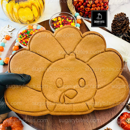 Giant Turkey Cookie Decorating Kit – 11 Inches | Sugar Vanilla or Gingerbread | Fun Thanksgiving Activity | Thanksgiving DIY Cookie Kit |