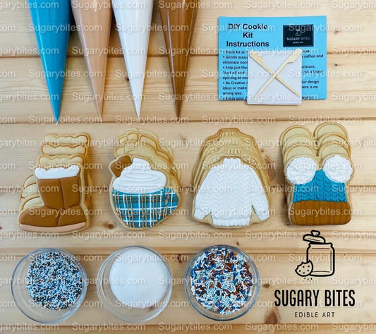 Winter Cookie Decorating Kit, Winter DIY Cookie Kit, (Large Cookies) ***INCLUDES 24 ITEMS*** With 4 Icing Bags & 3 Deluxe Sprinkle!