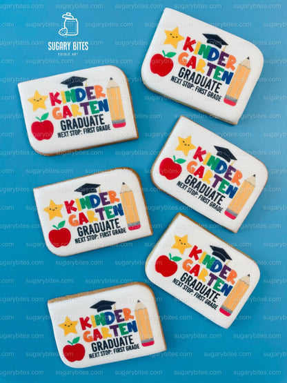 Kindergarten Cookies, Kindergarten Graduation Gift, Edible Photo Cookies, (Includes 12 Cookies), Kindergarten favors, Kindergarten Grad.