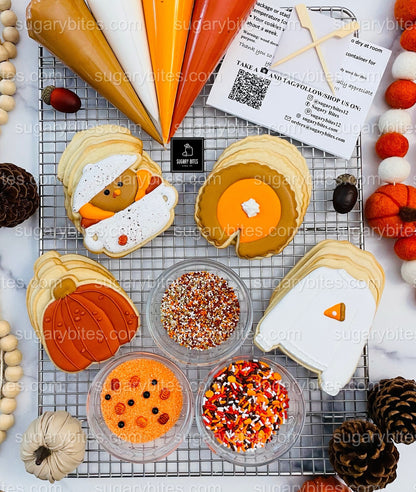 Fall Cookie Kit, Thanksgiving DIY cookie kit **INCLUDES 24 ITEMS* Zoom Party Favors, Assorted Shaped Cookie Kit, (Large Cookies)