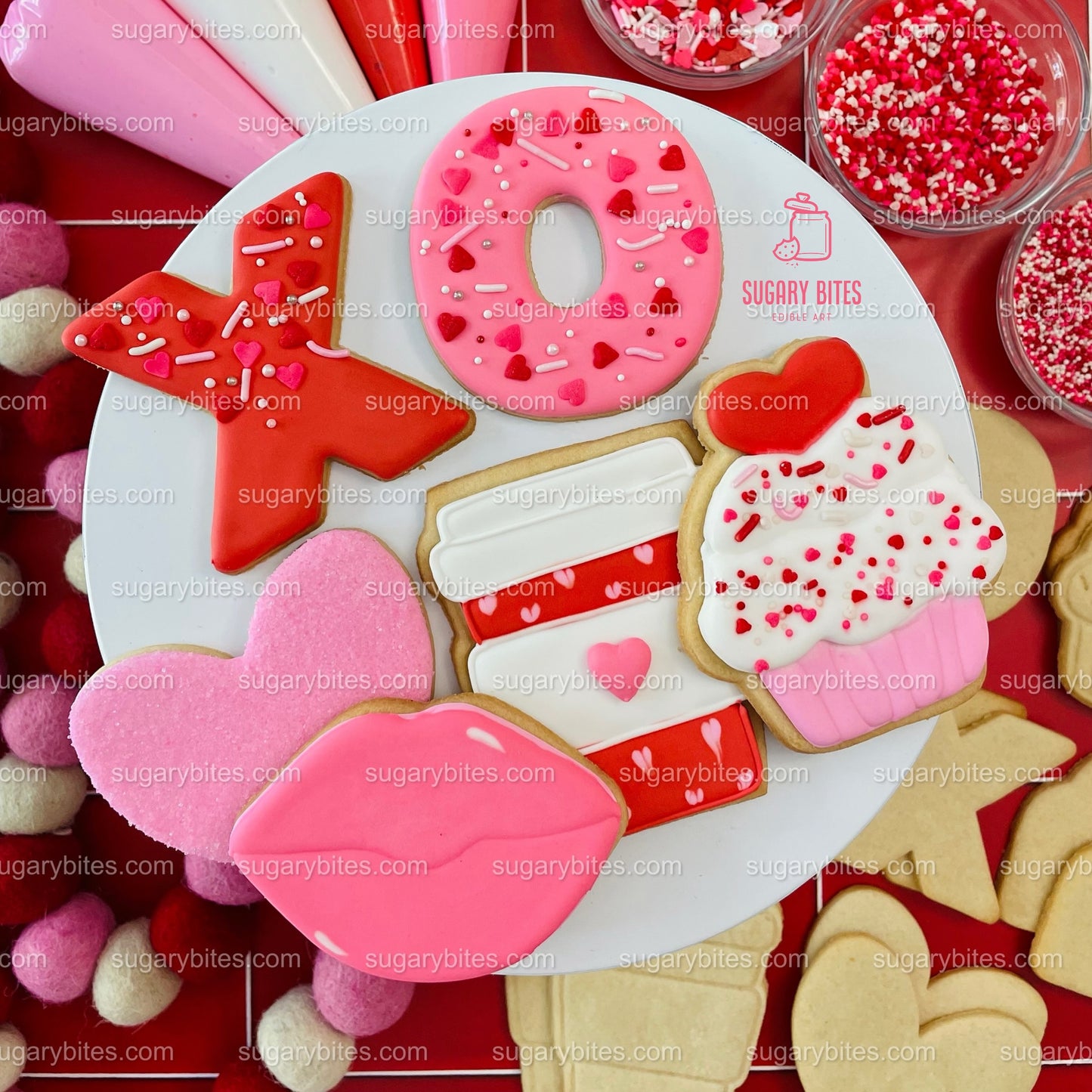 Valentine’s Day Cookie Decorating Kit, DIY Valentine’s Day Cookie Kit, **INCLUDES 24 ITEMS** (Large Cookies), Deluxe Sprinkles Included!!!