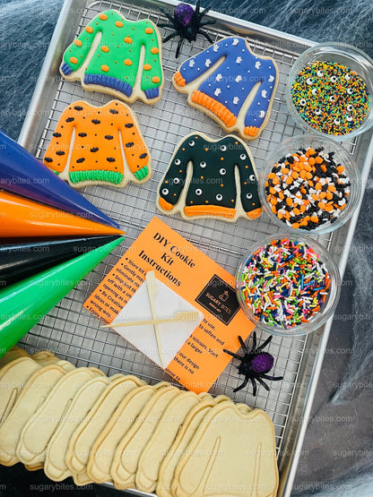 Spooky Sweater Cookie Decorating Kit, Halloween Ugly Sweaters, (Large Cookies)***INCLUDES 24 ITEMS** With 4 Icing Bags & 3 Deluxe Sprinkle!