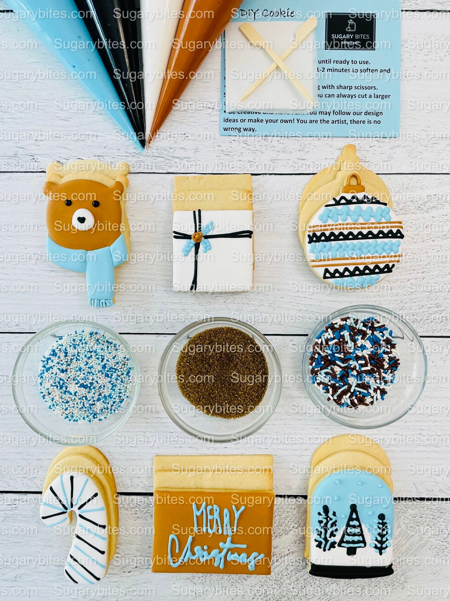 Winter Cookie Decorating Kit, Winter DIY Cookie Kit, (Large Cookies) ***INCLUDES 24 ITEMS*** With 4 Icing Bags & 3 Deluxe Sprinkle!