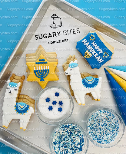 Hanukkah Cookie Decorating Kit, DIY Cookie Kit, (Large Cookies) ***INCLUDES 24 ITEMS*** With 4 Icing Bags & 3 Deluxe Sprinkle!