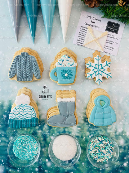 Winter Cookie Decorating Kit, Winter DIY Cookie Kit, (Large Cookies) ***INCLUDES 24 ITEMS*** With 4 Icing Bags & 3 Deluxe Sprinkle!!
