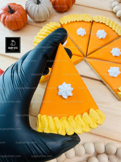 Pumpkin Pie Decorated Sugar Cookies | Thanksgiving Cookie Pie Platter | Pumpkin Pie | Thanksgiving Pie | Holidays Pie ***Set of 8 Pieces***