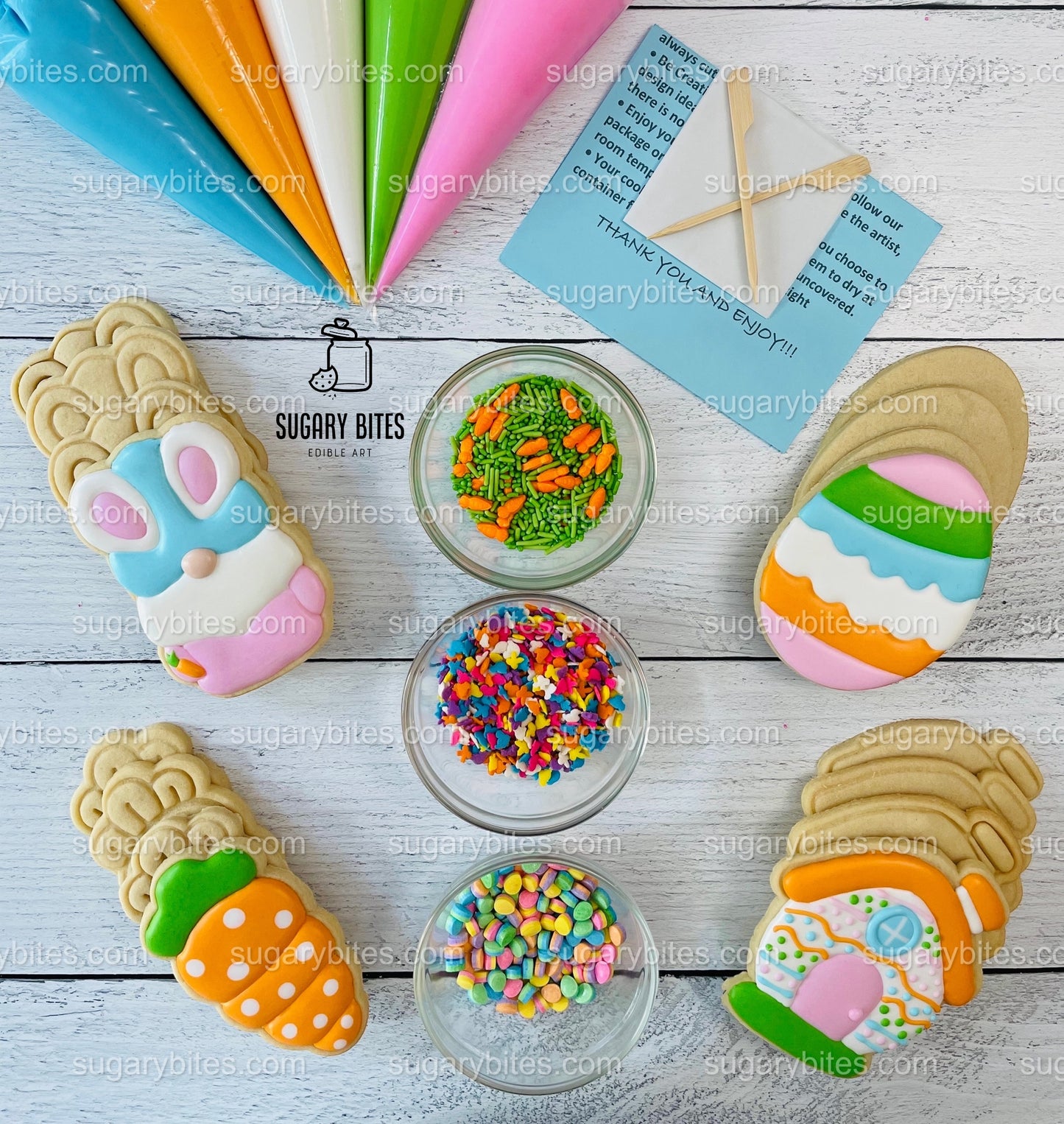 Easter Cookie Decorating Kit, Easter Spring DIY Sugar Cookie Kit, **INCLUDES 24 ITEMS**, (Extra Large Cookies) With 5 Icing Bags!!!
