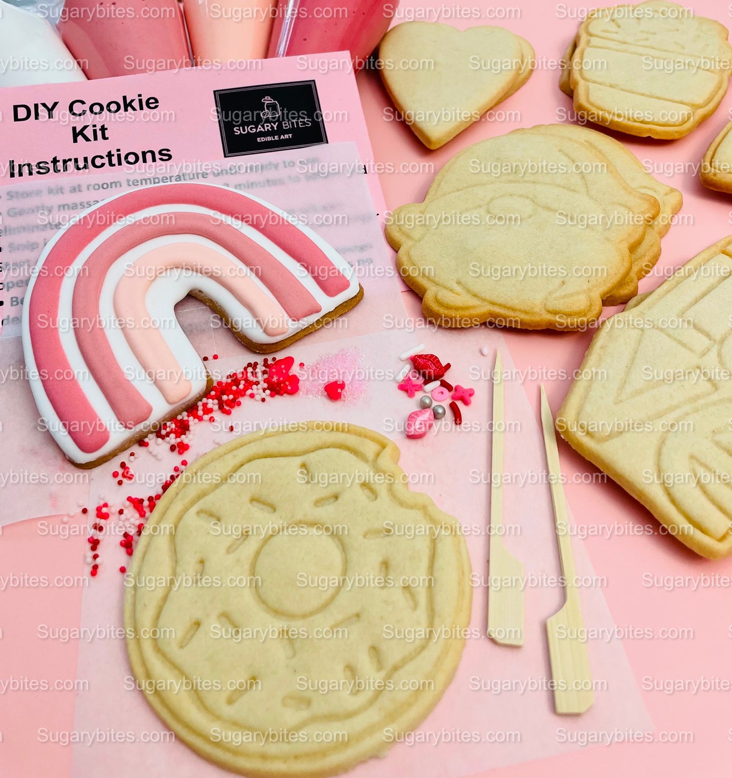 Valentine’s Day Cookie Decorating Kit, Heart DIY Cookie Kit, **INCLUDES 24 ITEMS** (Large Cookies), Deluxe Sprinkles Included!!!
