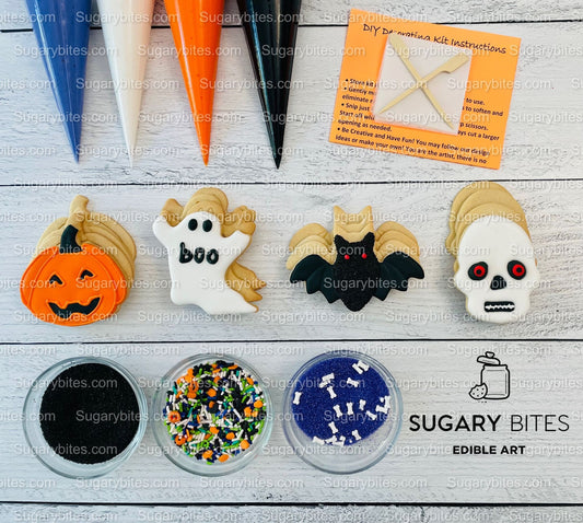 Halloween Cookie Decorating Kit, DIY Cookie Kit, (Large Cookies) ***INCLUDES 24 ITEMS*** With 4 Icing Bags & 3 Deluxe Sprinkle!