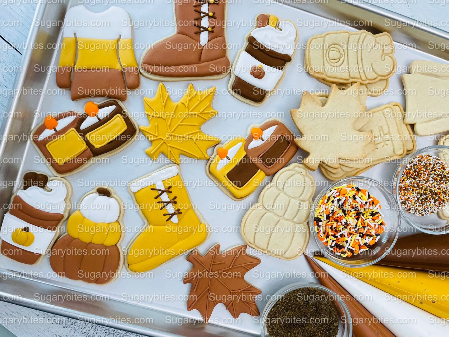 Fall Cookie Decorating Kit, Fall DIY Cookie Kit, (Large Cookies) ***INCLUDES 24 ITEMS*** With 4 Icing Bags & 3 Deluxe Sprinkle!!