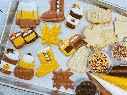 Fall Cookie Decorating Kit, Fall DIY Cookie Kit, (Large Cookies) ***INCLUDES 24 ITEMS*** With 4 Icing Bags & 3 Deluxe Sprinkle!!