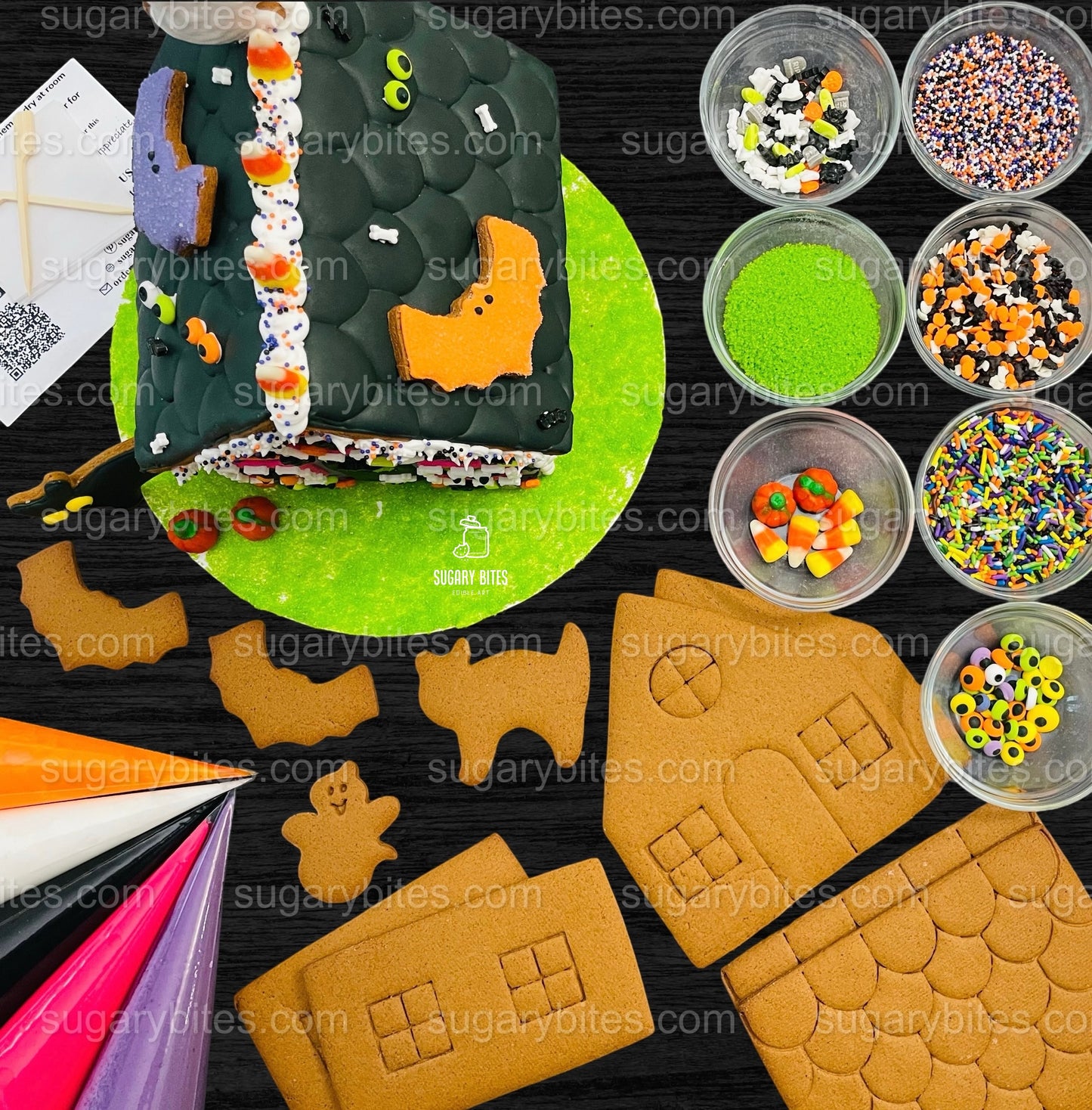 Halloween Haunted House Cookie Kit, (Large Cookies), ***INCLUDES 42 ITEMS***With 5 Icing Bags & 21 different Deluxe Sprinkles and more…