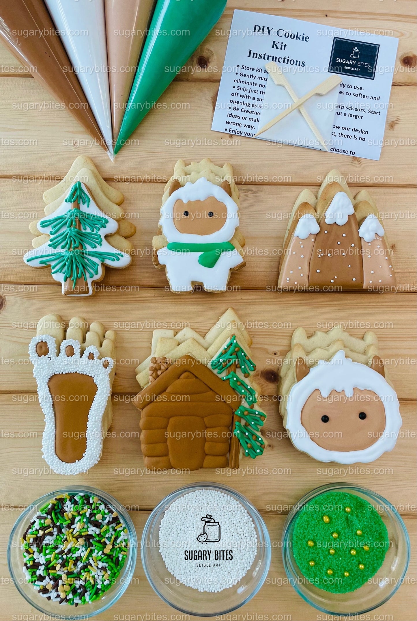 Winter Cookie Decorating Kit, Winter DIY Cookie Kit, (Large Cookies) ***INCLUDES 24 ITEMS*** With 4 Icing Bags & 3 Deluxe Sprinkle!!