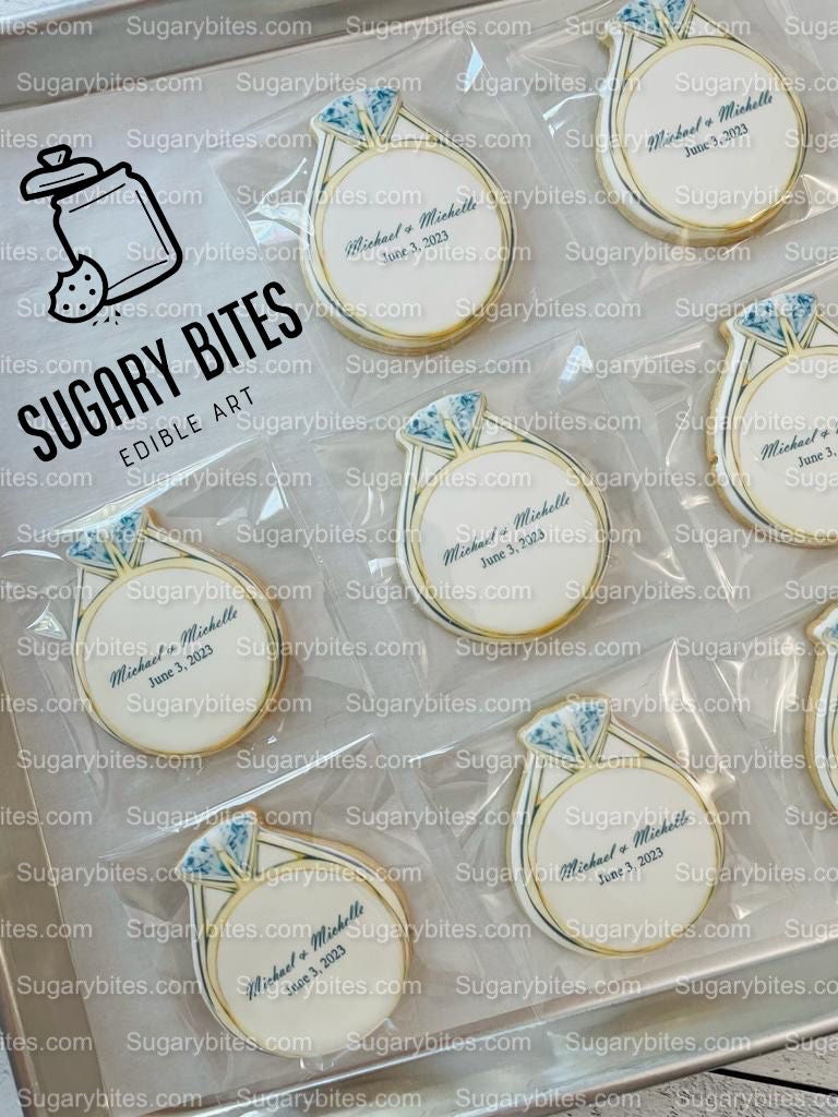 Wedding Ring Cookies,  Bridal Shower Cookies, **SET of 12 Cookies** Engagement Cookies, Bridal Party Gift, Bridal Flavors, Gourmet Fresh Cookies
