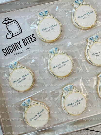 Wedding Ring Cookies,  Bridal Shower Cookies, **SET of 12 Cookies** Engagement Cookies, Bridal Party Gift, Bridal Flavors, Gourmet Fresh Cookies