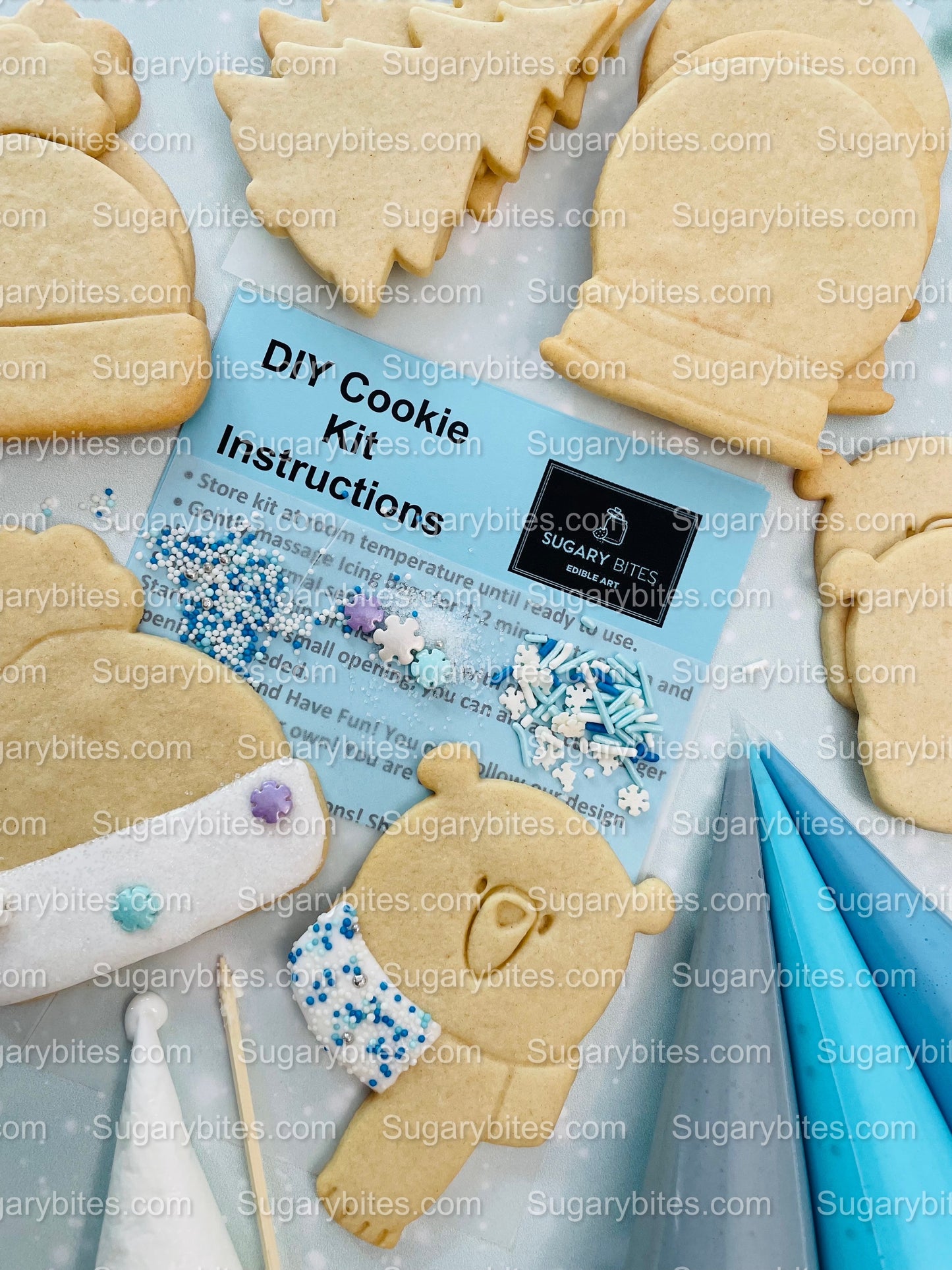 Winter Cookie Decorating Kit, Winter DIY Cookie Kit, (Large Cookies) ***INCLUDES 24 ITEMS*** With 4 Icing Bags & 3 Deluxe Sprinkle!!