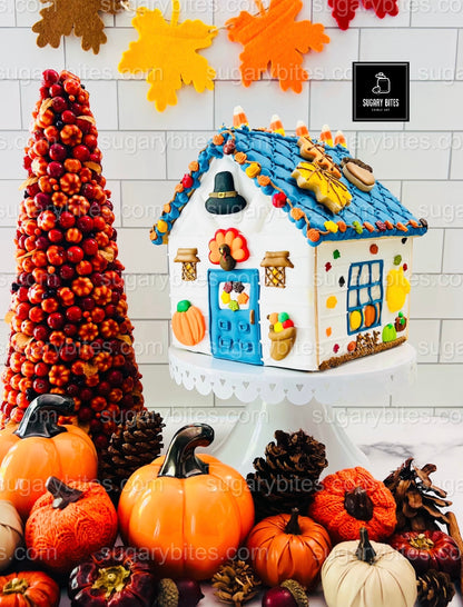 Fall Gingerbread House Cookie Decorating Kit, DIY Cookie Kit, (Large Cookies), ***INCLUDES 30 ITEMS***With 5 Icing Bags & 11 Deluxe Sprinkles