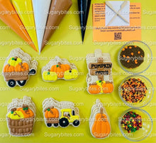 Load image into Gallery viewer, Fall Cookie Decorating Kit, Fall DIY Decorating Cookies Kit, (Large Cookies), **INCLUDES 25 ITEMS**, with 5 Icing Bags and 3 Sprinkles!!!
