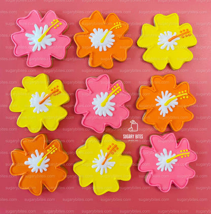Hibiscus Flower Cookie, Summer Cookies, Flower Cookies, Hawaiian Cookies, Tropical Cookies, ****Includes 12 Large Decorated Cookies****