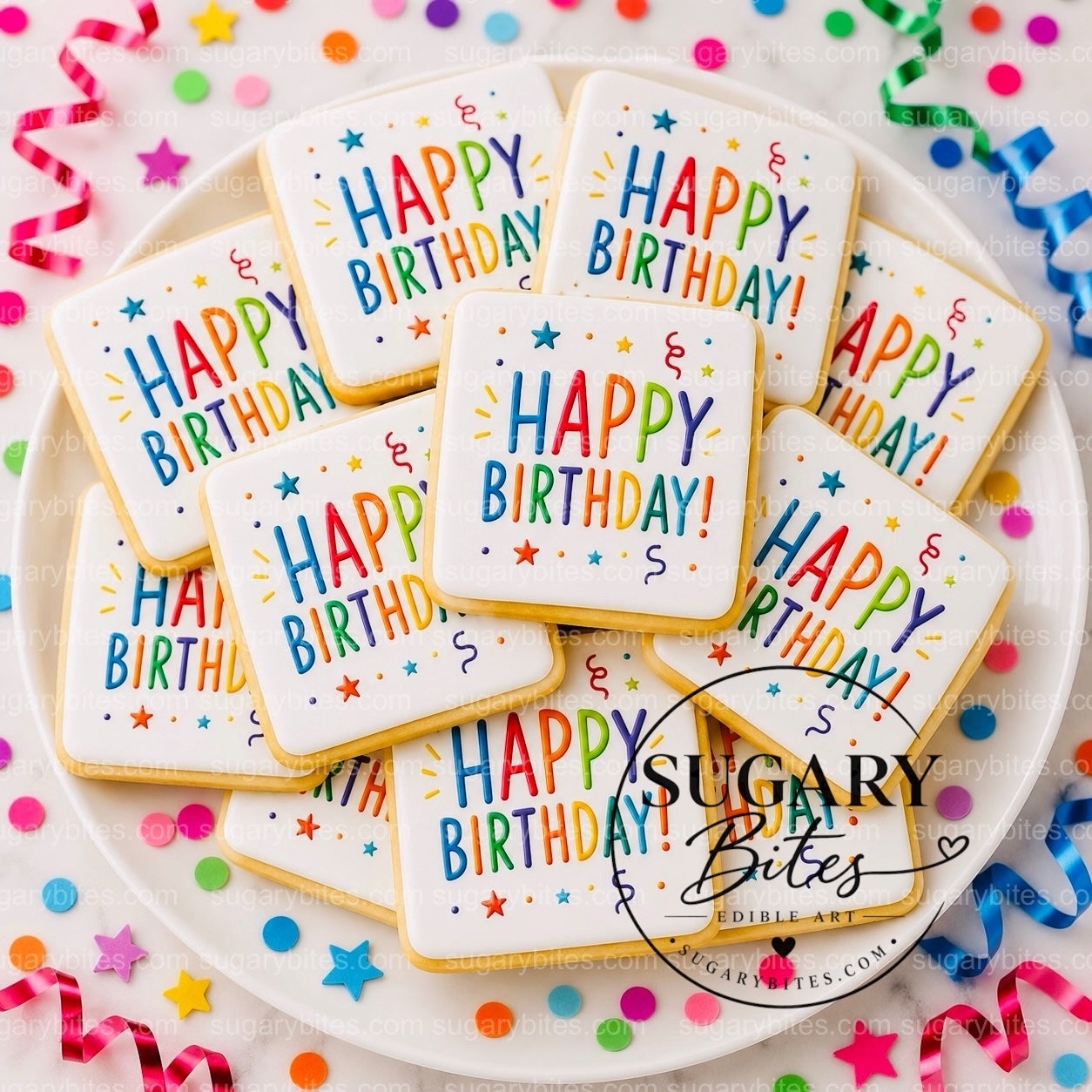 Happy Birthday Cookies – Set of 12 Printed 3” Birthday Cookie Favors, Individually Wrapped