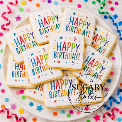 Happy Birthday Cookies – Set of 12 Printed 3” Birthday Cookie Favors, Individually Wrapped
