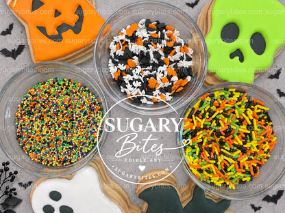 Halloween Cookie Decorating Kit, DIY Cookie Kit, 12 Undecorated Cookies, Royal Icing & Sprinkles, Kids' Halloween Party Activity, Fall Gifts
