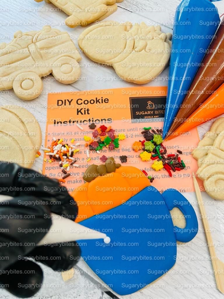 Fall Cookie Decorating Kit, ***INCLUDES 24 ITEMS*** Zoom Party Favors, Assorted Shaped Cookie Kit, (Large Cookies)!