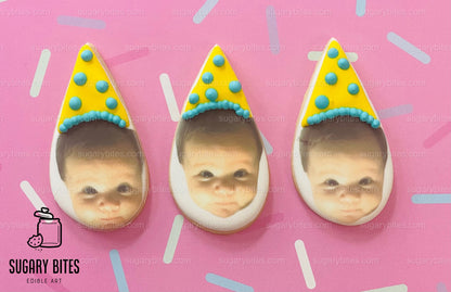 Personalized Face Cookies, Birthday Cookies, Unique Custom Birthday Cookies For Any Events… Set of 12 Custom Face Edible Photo Cookies