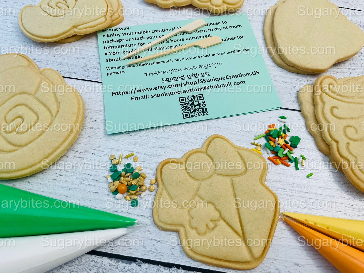 St Patricks Day Cookie Decorating Kit St. Patrick’s Day DIY Cookie Kit, **INCLUDES 23 ITEMS** (Large Cookies), Included Deluxe Sprinkles