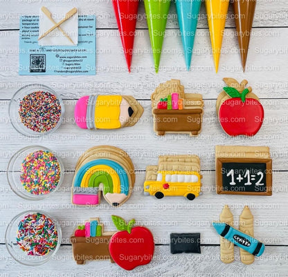 Back to School Cookie Decorating Kit, ***INCLUDES 28 ITEMS***** (large cookies), teacher appreciation, School gift…. includes FREE Bonus!!!