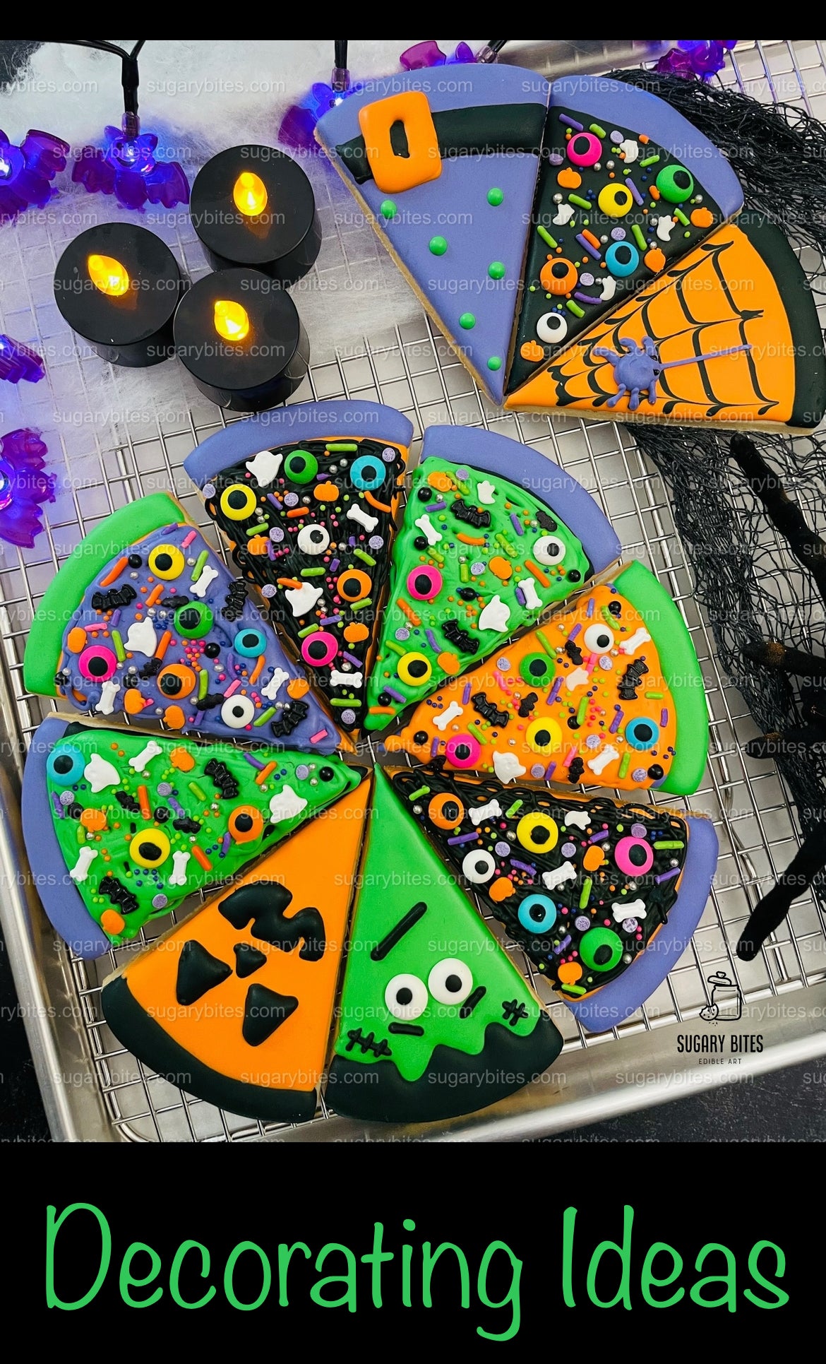 Halloween Cookie Decorating Kit, Halloween Pizza Cookie Kit, (Large Cookies) ***INCLUDES 24 ITEMS*** With 4 Icing Bags & 3 Deluxe Sprinkle!!