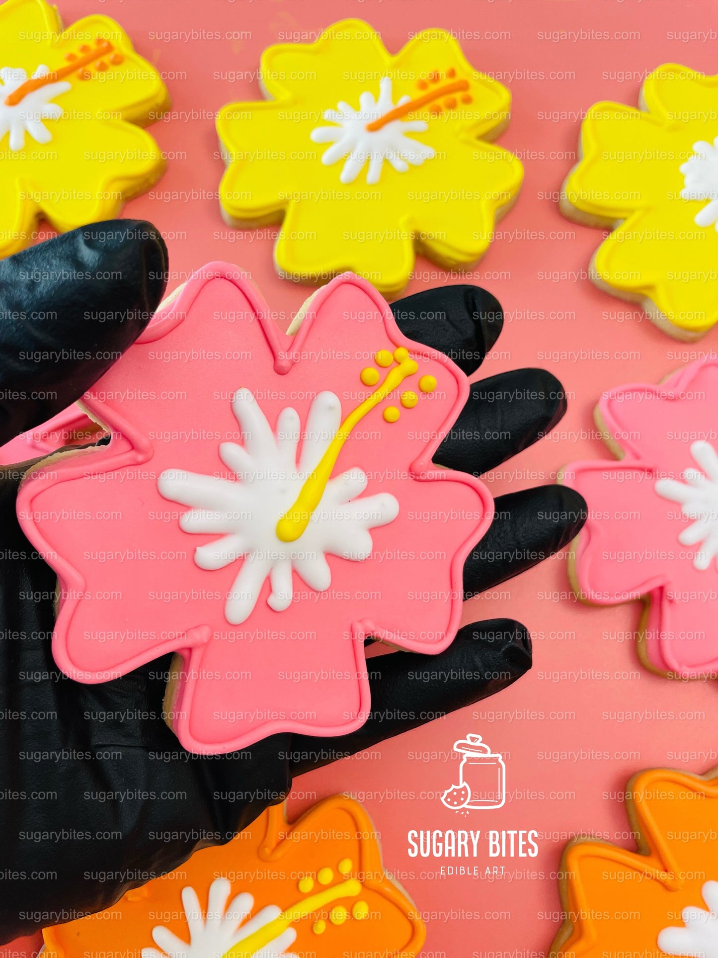 Hibiscus Flower Cookie, Summer Cookies, Flower Cookies, Hawaiian Cookies, Tropical Cookies, ****Includes 12 Large Decorated Cookies****