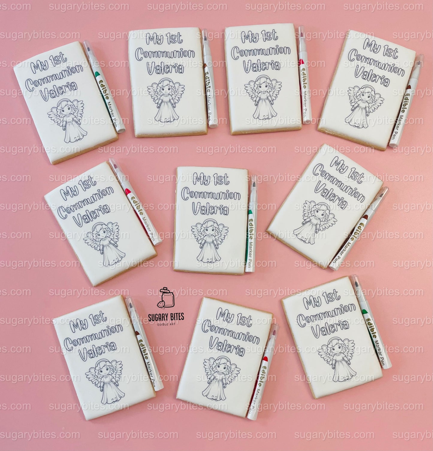 1st Communion Color me Cookies, Set of 12 Coloring Cookies with 12 Edible Markers, ** We can create/personalize any design of your choice **
