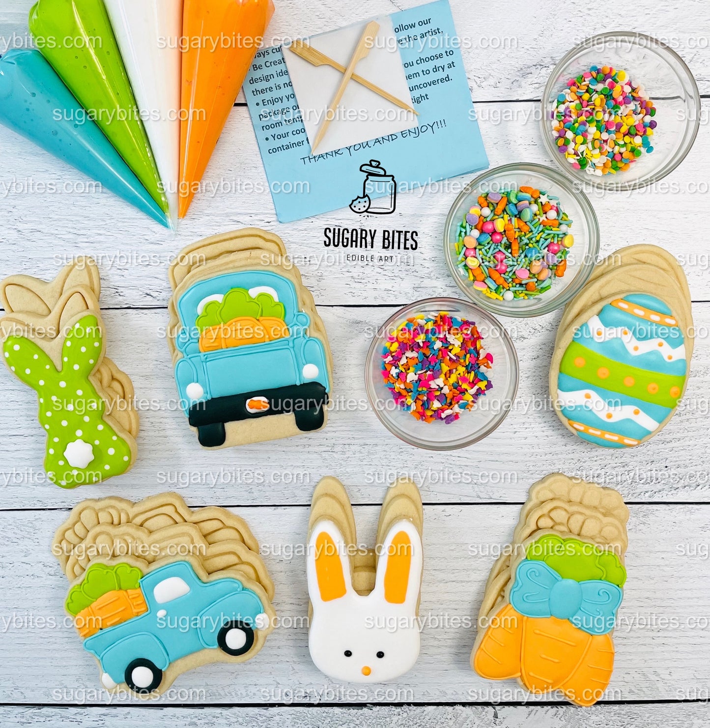 Easter Cookie Decorating Kit, DIY Easter Sugar Cookie Decorating Kit, **INCLUDES 24 ITEMS**, (Extra Large Cookies)