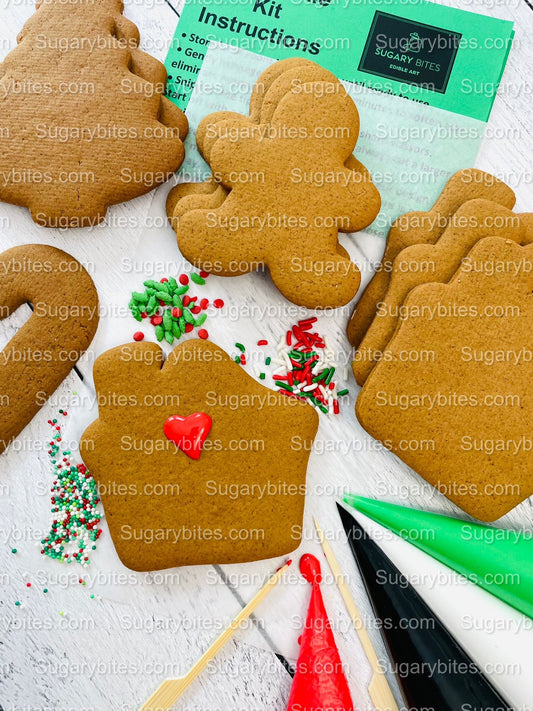 Gingerbread Cookie Decorating Kit, Christmas DIY Cookie Kit, (Large Cookies), ***INCLUDES 24 ITEMS***With 4 Icing Bags & 3 Deluxe Sprinkles!