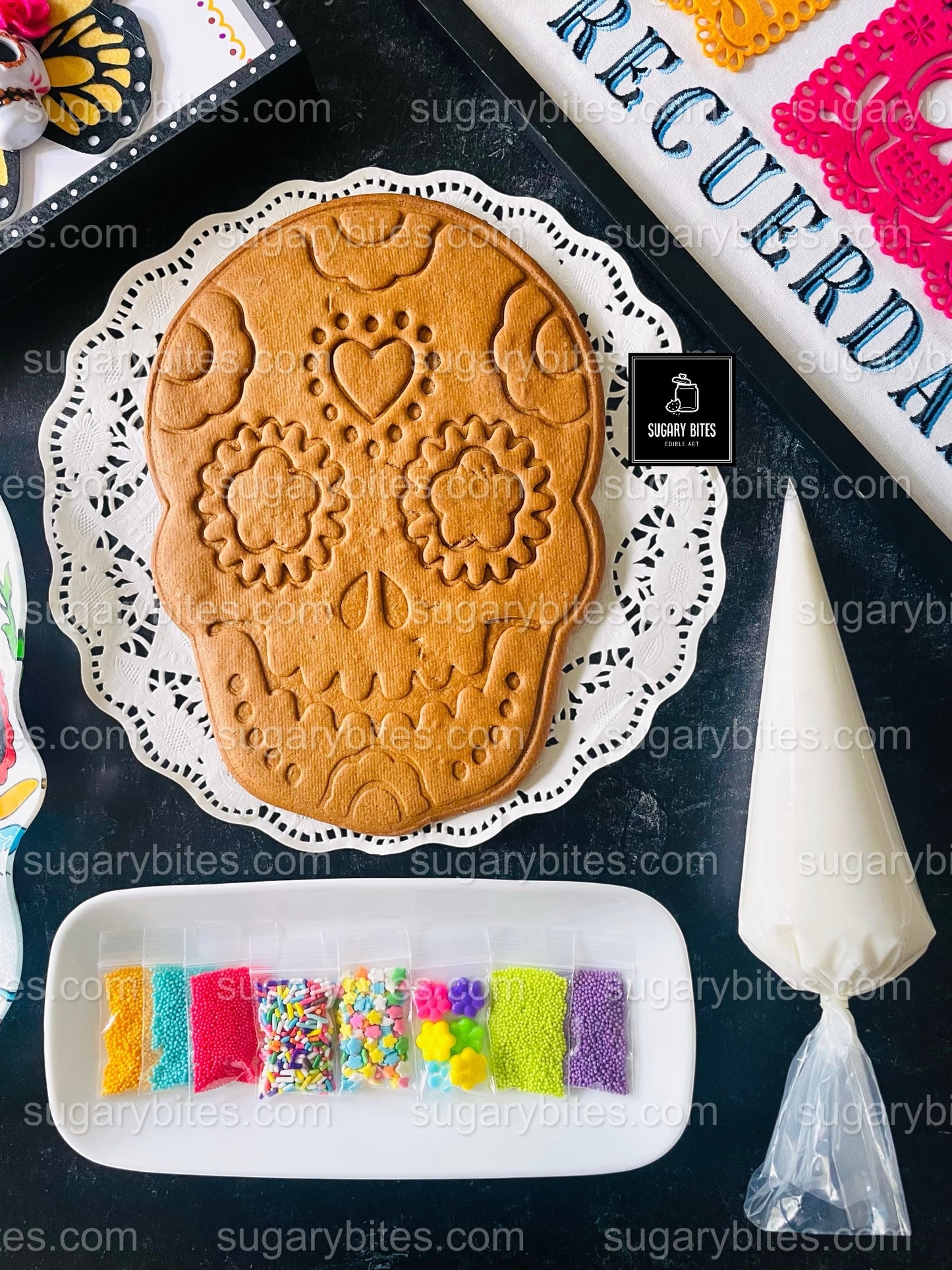 Sugar Skull Cookies, ****11 INCHES Giant Sugar Skull Cookies**** Day of the Dead Skull Cookies!!!