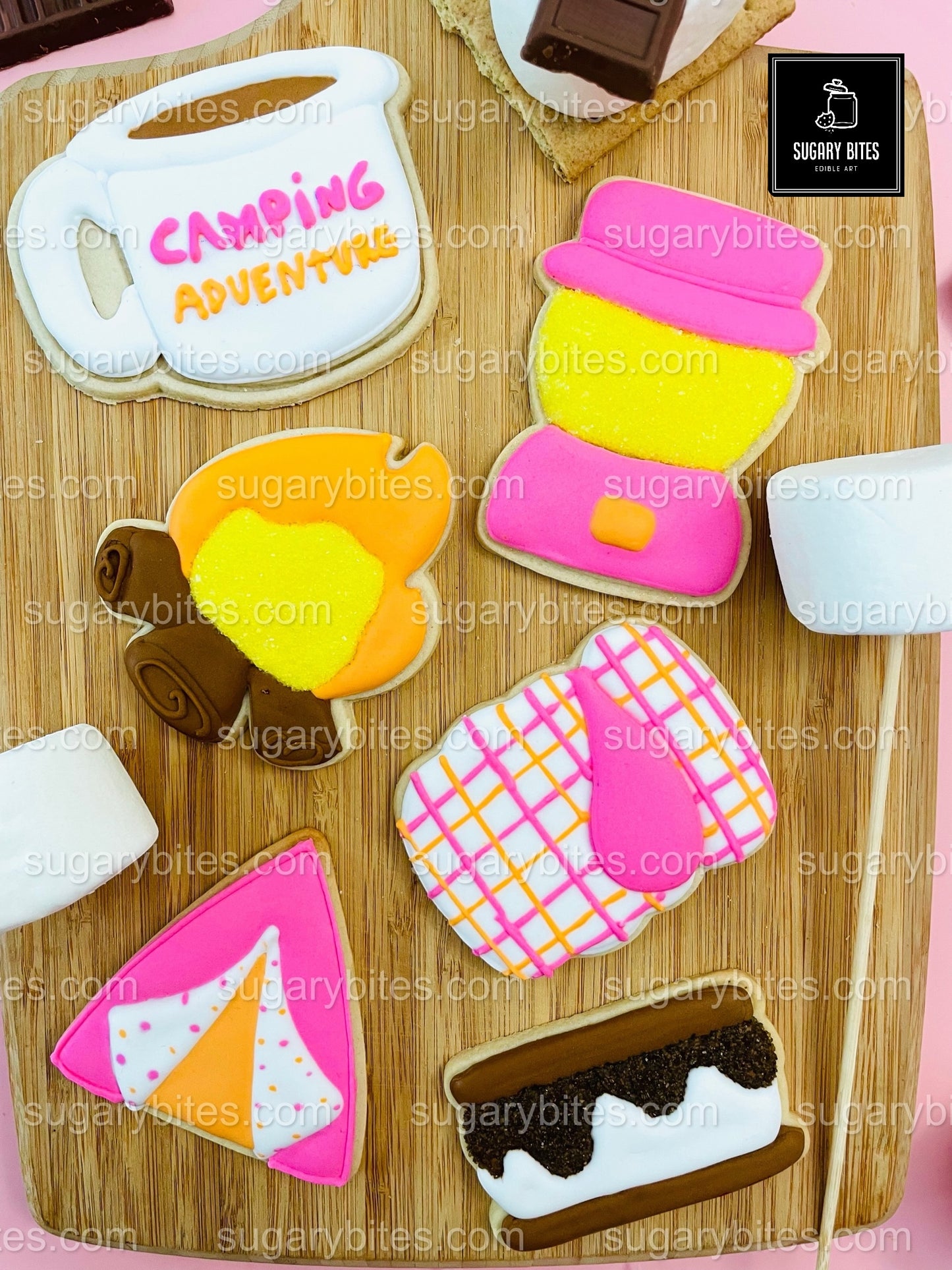 Camping Cookie Decorating Kit, Campfire Cookies, S’more Cookies, (Large Cookies)**INCLUDES 24 ITEMS** With 4 Icing Bags & 3 Deluxe Sprinkle!