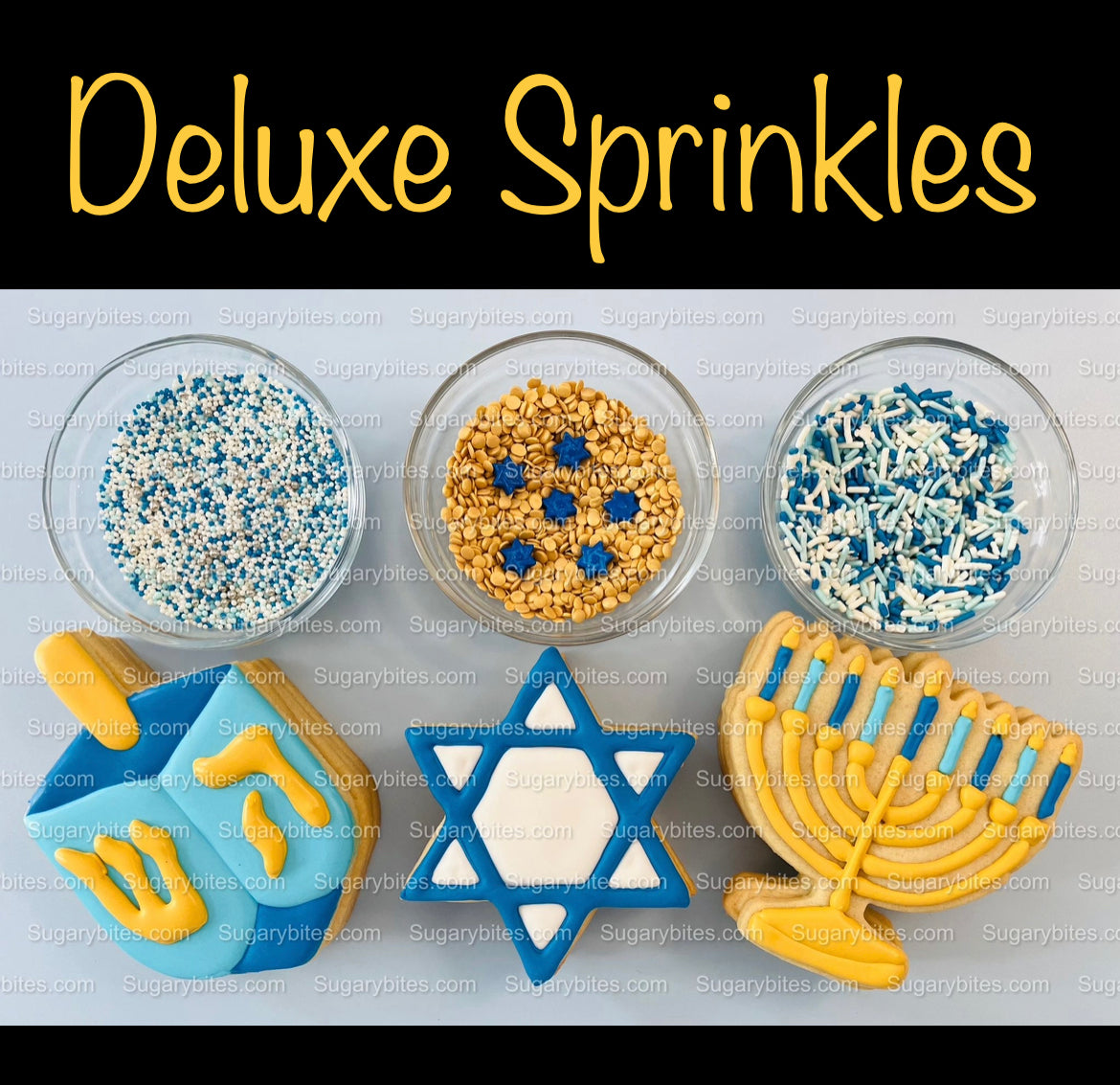 Hanukkah Cookie Decorating Kit, DIY Cookie Kit, (Large Cookies) ***INCLUDES 24 ITEMS*** With 4 Icing Bags & 3 Deluxe Sprinkle!