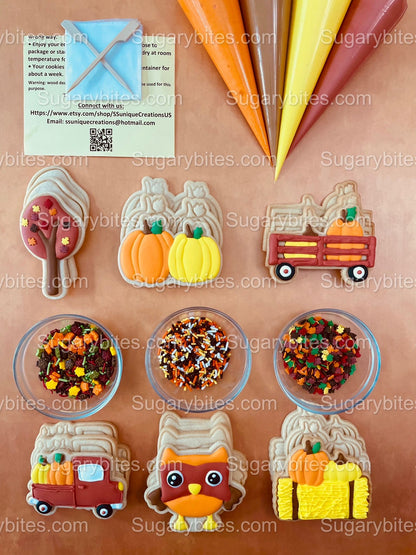 Fall Cookie Decorating Kit, Fall DIY Decorating Cookies Kit, (Large Cookies), **INCLUDES 24 ITEMS**, with 4 Icing Bags and 3 Sprinkles!!!…with FREE SHIPPING!!!