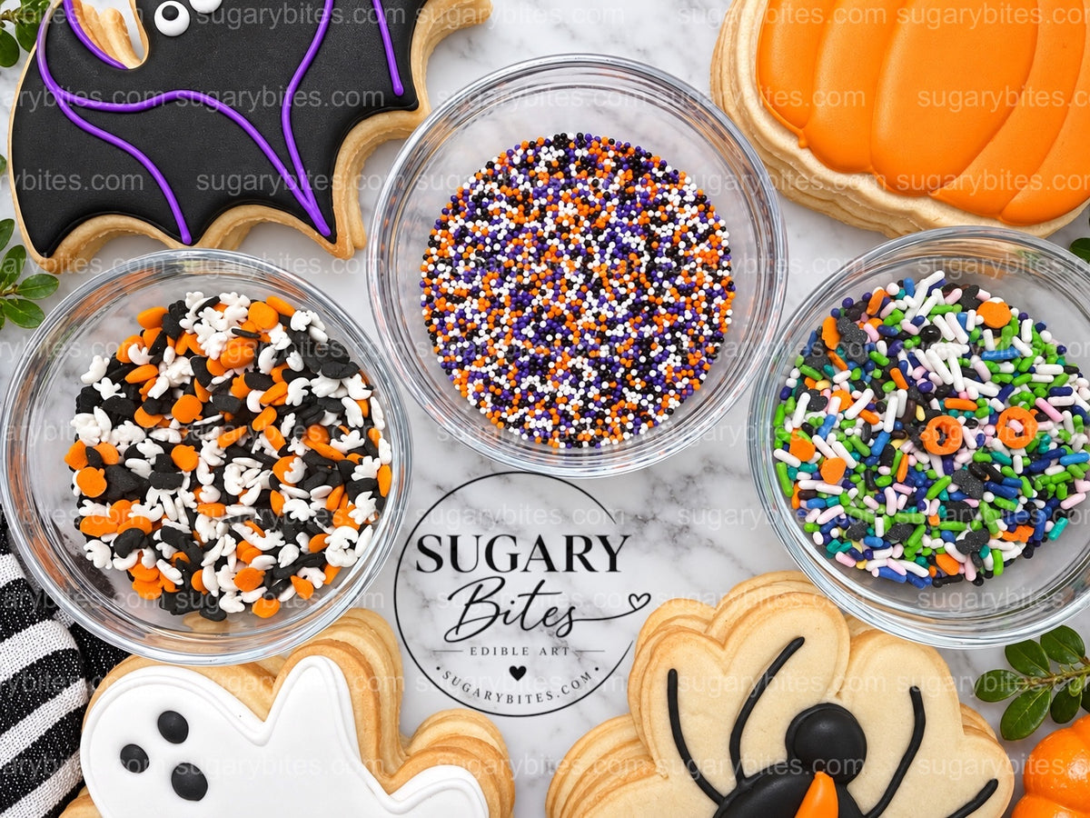 Halloween Cookie Decorating Kit, 12 Large Cookies, Royal Icing, Sprinkles, DIY Family Activity
